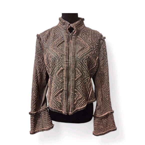 Double D Ranch Anasazi Leather Jacket Large Limited Edition Western Unique Rare - Picture 1 of 9